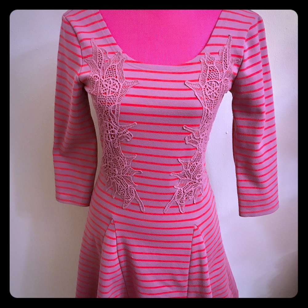 Free People Mauve/Pink Striped Skater dress